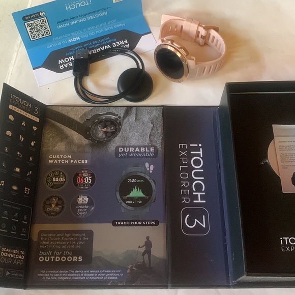 New ITOUCH Unisex Explorer 3 Blush Silicone Strap Smartwatch 46.5 mm - Picture 5 of 7